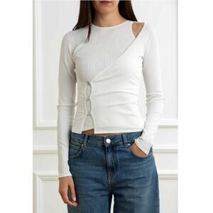 Pinko White Lassen Maglia Viscosa Elite Mix Cost Sweater Size XS